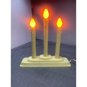 Vintage Electric Candle Lamp Trio with Yellow Drip Design & Orange Bulbs 1960s